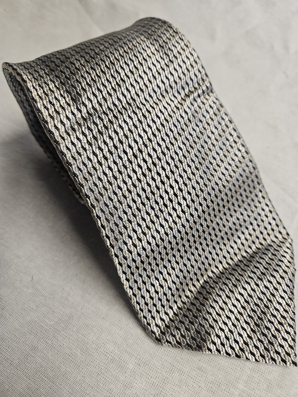Paul Fredrick Silver and Black Woven Men's Tie